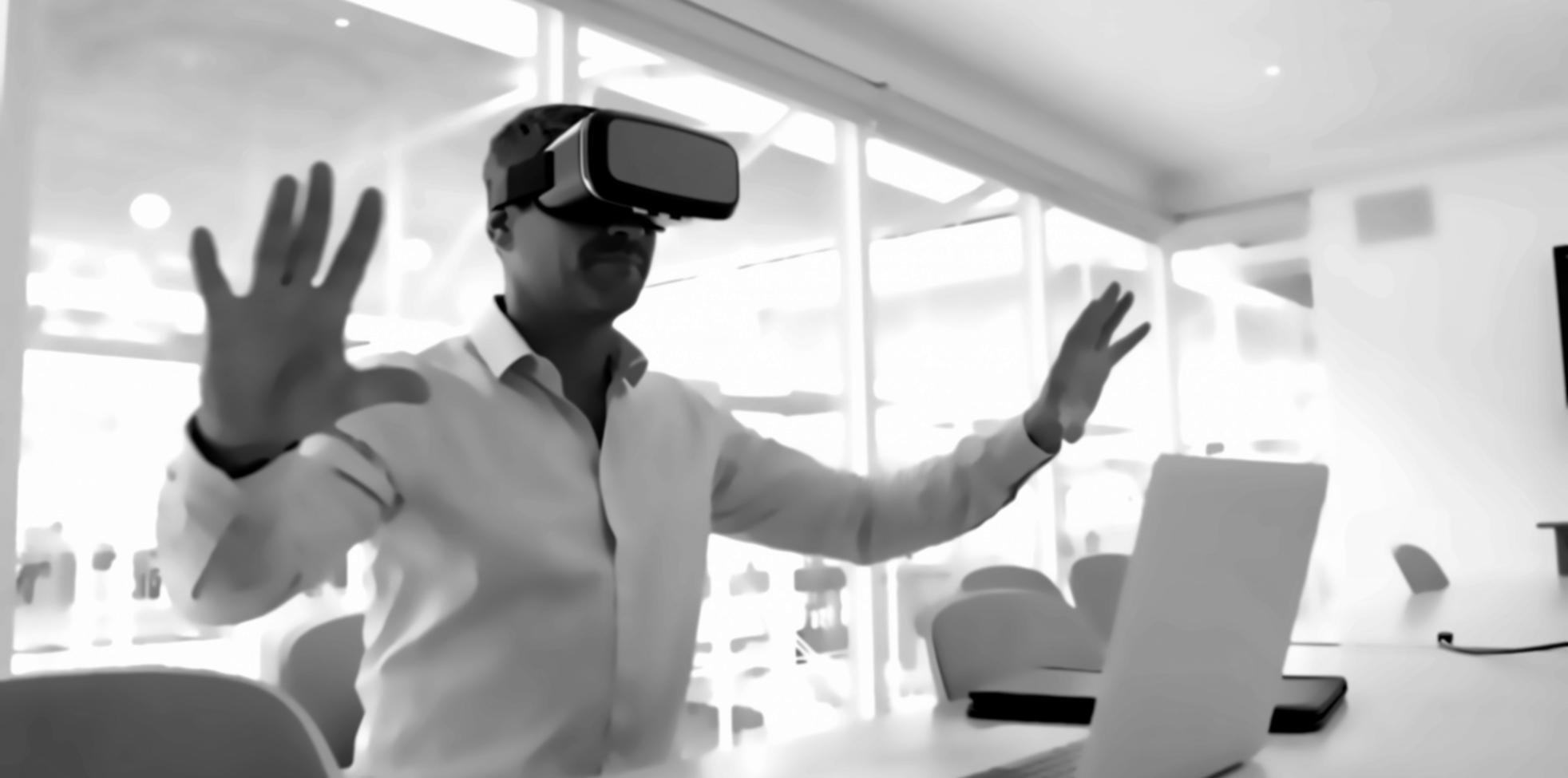 Modern workspace with decentralized technology tools and learning materials