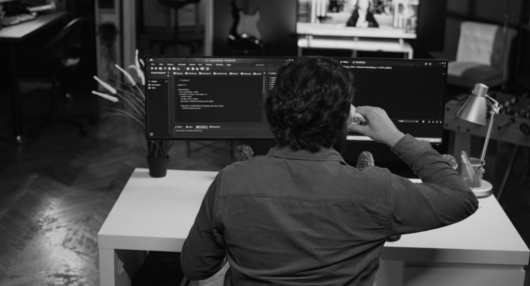 Interactive coding session showing blockchain development workflow on multiple screens